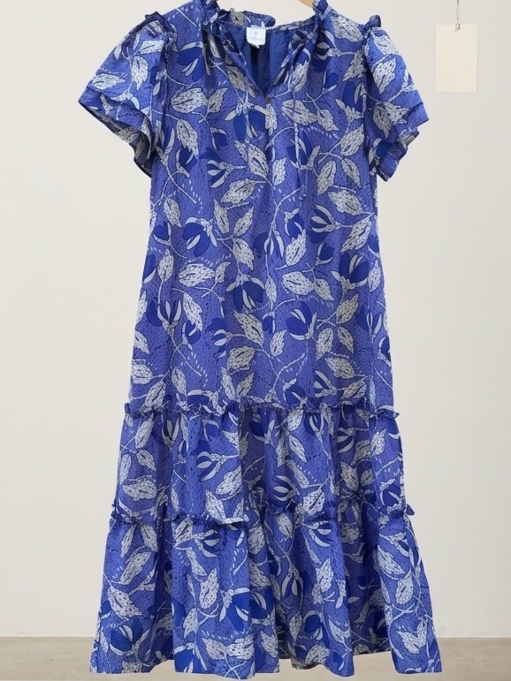 J Marie size M blue floral maxi peasant dress